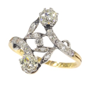 Vintage Belle Epoque diamond toi et moi engagement ring